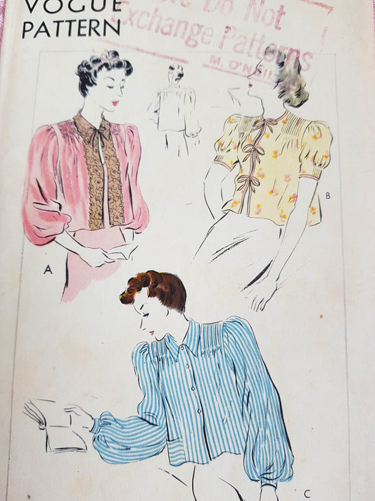 1930s LOVELY Set of Bedjackets Pattern VOGUE 8189 Three Styles, Bust 32-34, Easy To Make Vintage Sewing Pattern