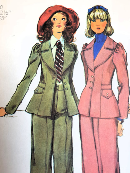 1970s FABULOUS Pantsuit Jacket and Cuffed Pants Pattern SIMPLICITY 5250 Bust 32- 1/2 Vintage Sewing Pattern FF