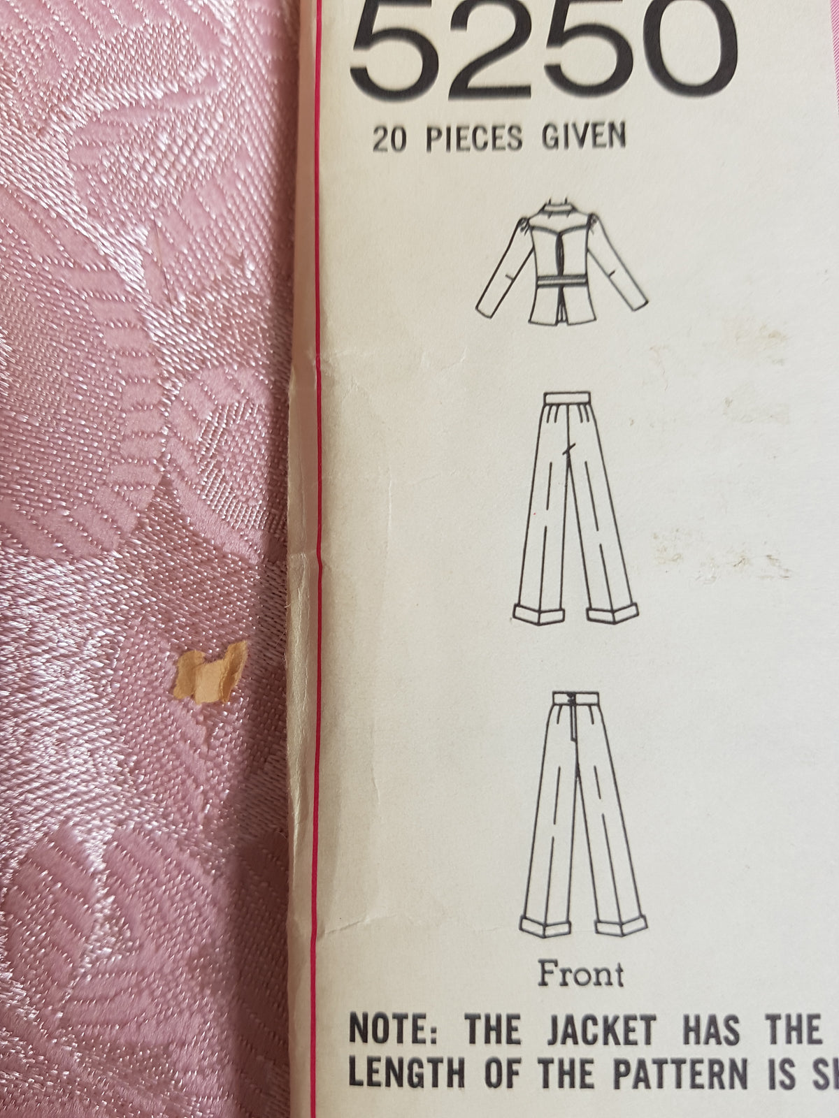 1970s FABULOUS Pantsuit Jacket and Cuffed Pants Pattern SIMPLICITY 5250 Bust 32- 1/2 Vintage Sewing Pattern FF