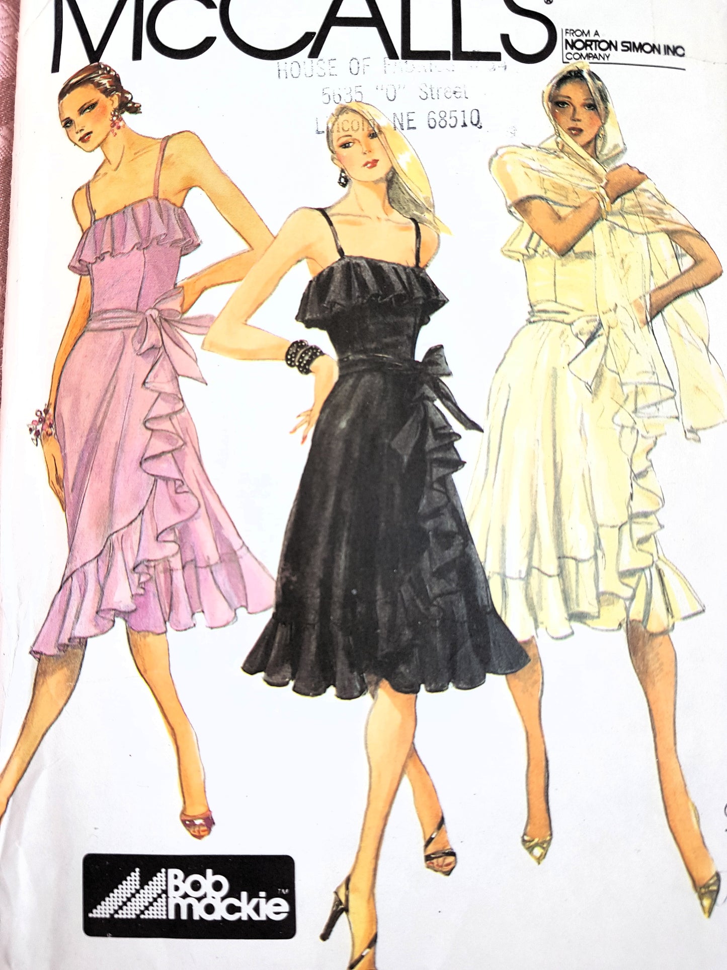 1980s BOB MACKIE Designer To Celebrities Party Evening Dress Pattern, McCALLs 7148, Flirty Design Cocktail Dress, Bust 34 Vintage Sewing Pattern FF