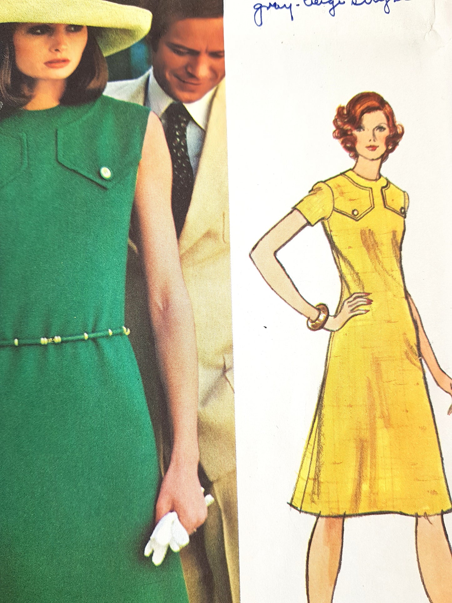 1970s CLASSY Molyneux Dress Pattern VOGUE Paris Original 1049 Lovely Design Bust 32 Vintage Sewing Pattern FACTORY FOLDED +Sew In Label