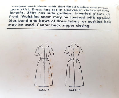 1960s FLATTERING Day or Party Dress Pattern McCALLs 6797 Lovely Neckline Bust 42 and 44 Vintage Sewing Pattern