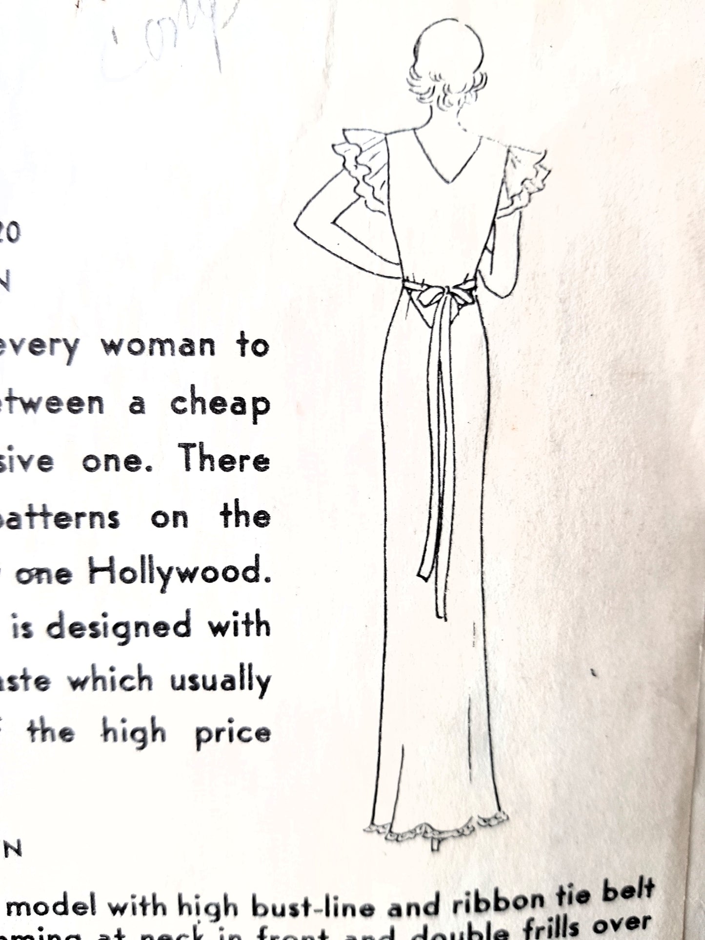 1930s BEAUTIFUL Bias Nightgown Pattern HOLLYWOOD 631 Featuring RKO Movie Star Dorothy Jordan, Bust 34 Vintage Sewing Pattern
