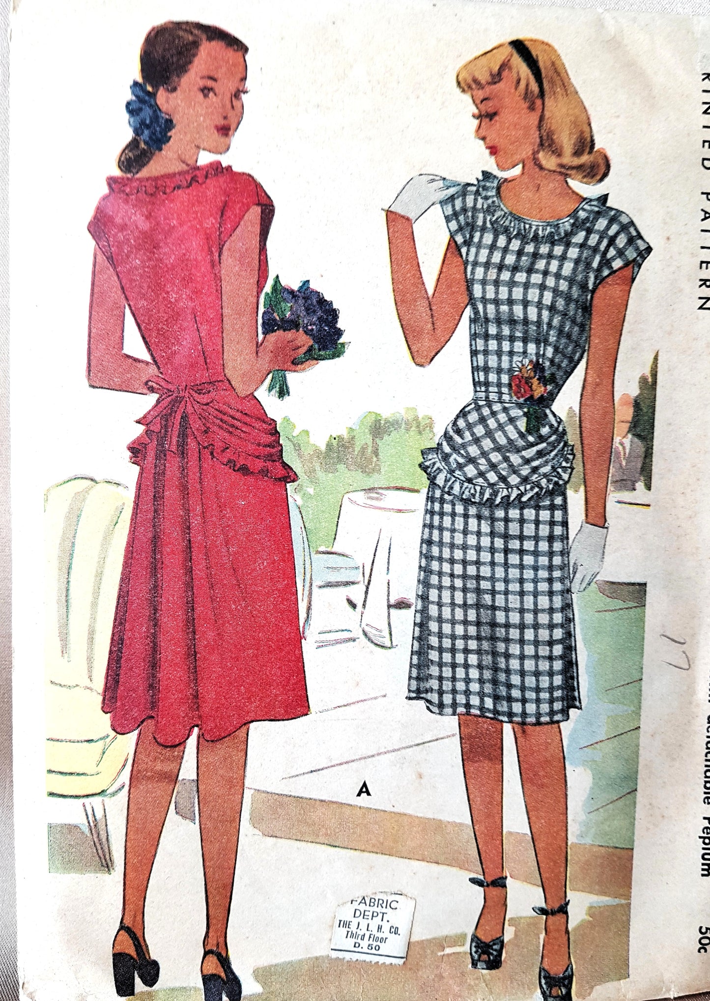 1940s CUTE Dress with Detachable Peplum Pattern McCALL 6383 Very Pretty Design Bust 33 Vintage Sewing Pattern