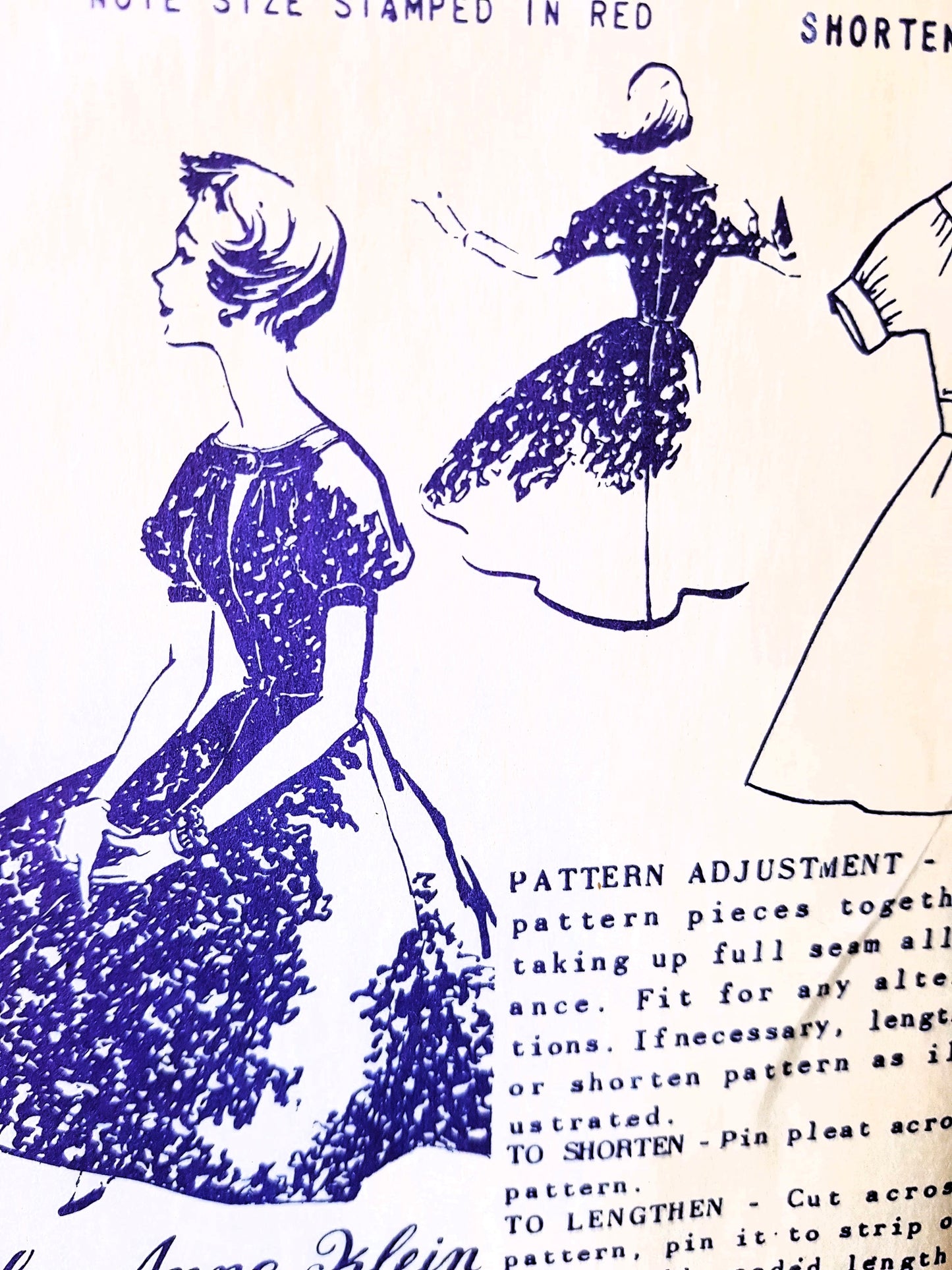 1950s LOVELY Anne Klein Dress Pattern SPADEA 2032 Puff Sleeved Full Skirted Dress, Keyhole Neckline, Bust 34 Vintage Sewing Pattern FF