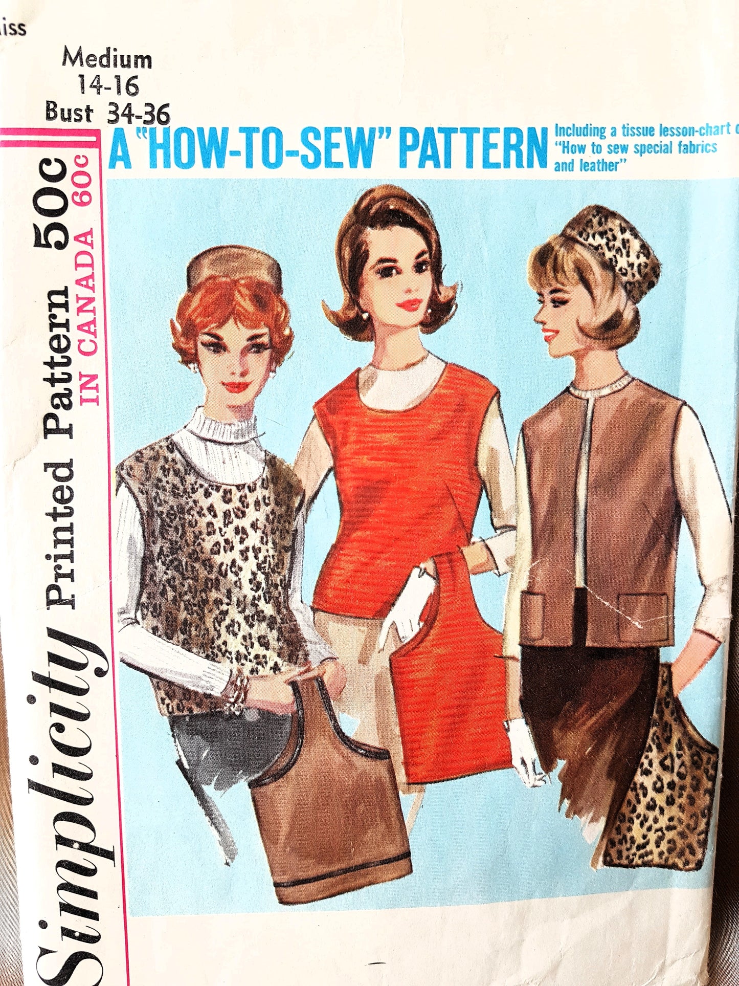 1960s CHIC Sleeveless Jacket, Pillbox and Bag Purse Pattern SIMPLICITY 5656 ,Size Medium, How To Sew Vintage Sewing Pattern