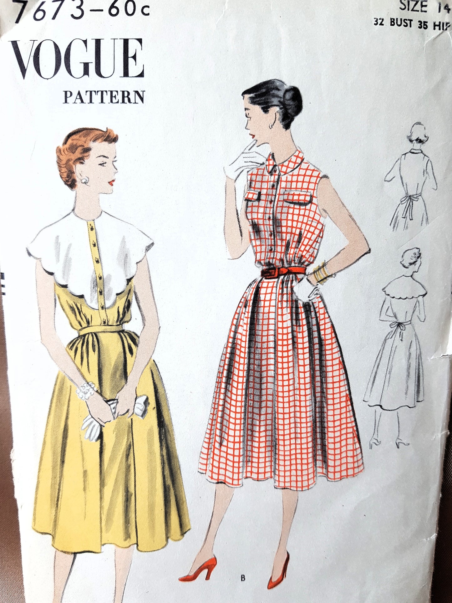 1950s PRETTY Maternity Dress Pattern VOGUE 7673 Large Cape or Small Collar,Bust 32 Vintage Sewing Pattern