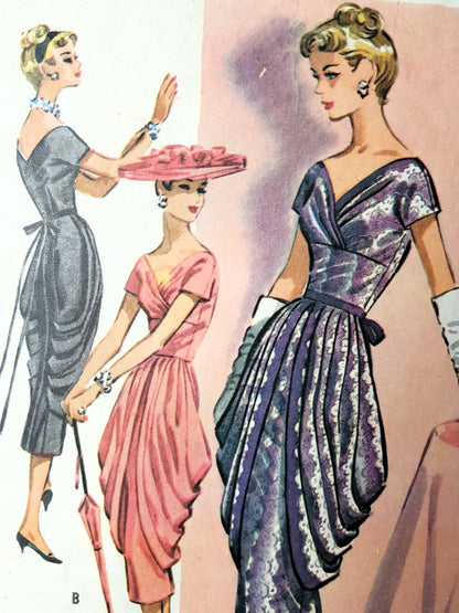 1950s UNIQUE Evening Party Dress Pattern McCALL's 3957 Lovely Couture Details, Bust 36 Vintage Sewing Pattern