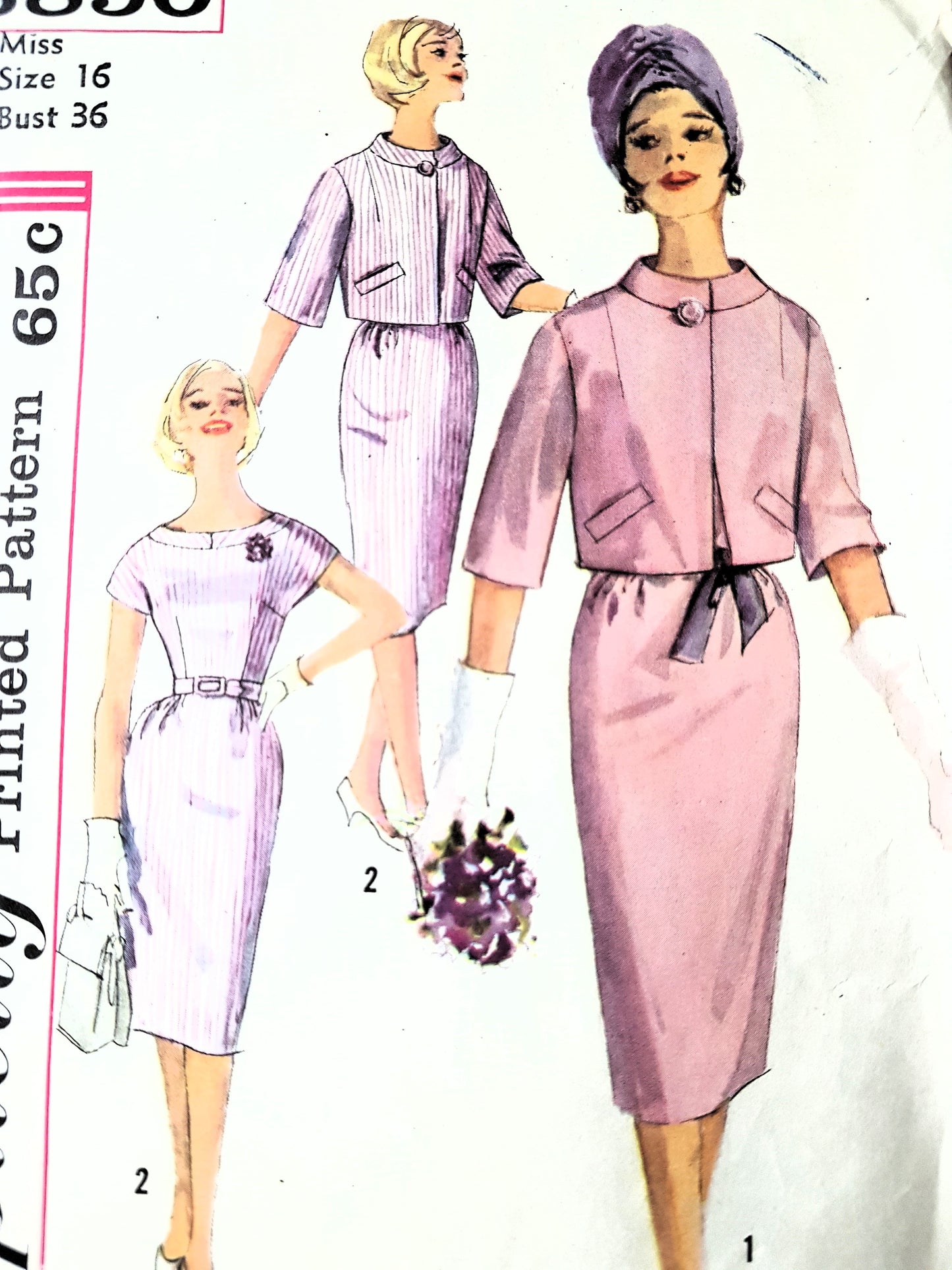 Early 1960s CLASSY Slim Dress and Jacket Pattern SIMPLICITY 3850 Bust 36 Vintage Sewing Pattern