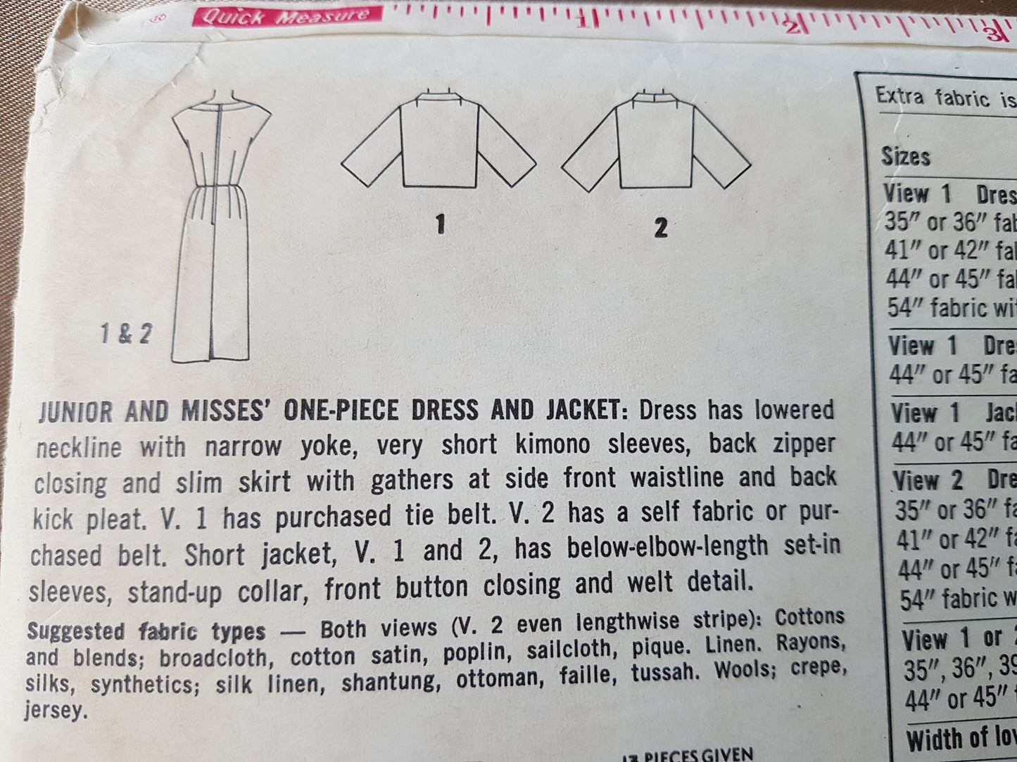 Early 1960s CLASSY Slim Dress and Jacket Pattern SIMPLICITY 3850 Bust 36 Vintage Sewing Pattern