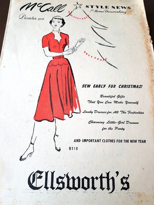 FABULOUS Vintage December 1950 McCALL Patterns Style News Flyer Catalog with 16 Pages Gorgeous Inspiring Pattern Illustrations