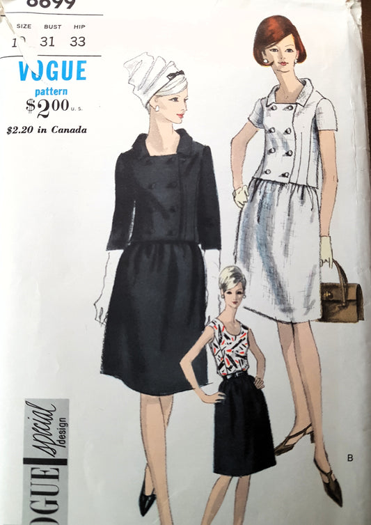 1960s ELEGANT Suit and Blouse Pattern VOGUE Special Design 6699 Bust 31 Vintage Sewing Pattern FF