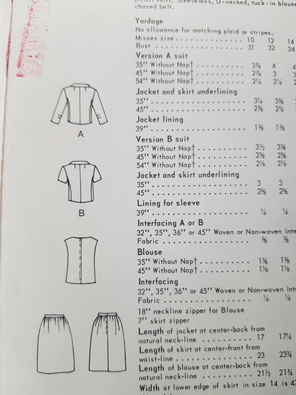 1960s ELEGANT Suit and Blouse Pattern VOGUE Special Design 6699 Bust 31 Vintage Sewing Pattern FF