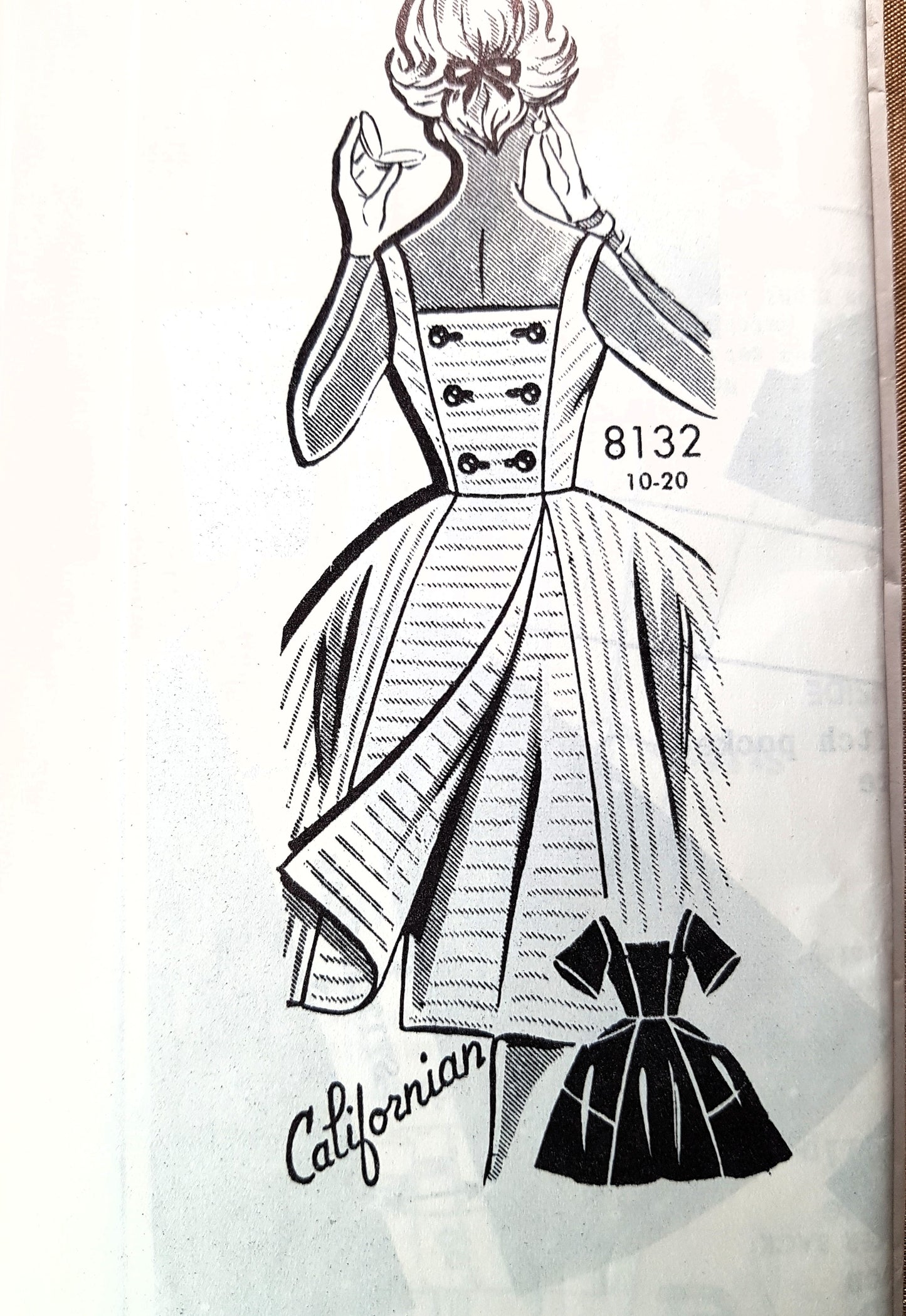 Late 1950s LOVELY Full Skirt Dress Pattern PATT-O-RAMA 8132 Back Button Dress, Large Pockets, Bust 34 Vintage Sewing Pattern FF