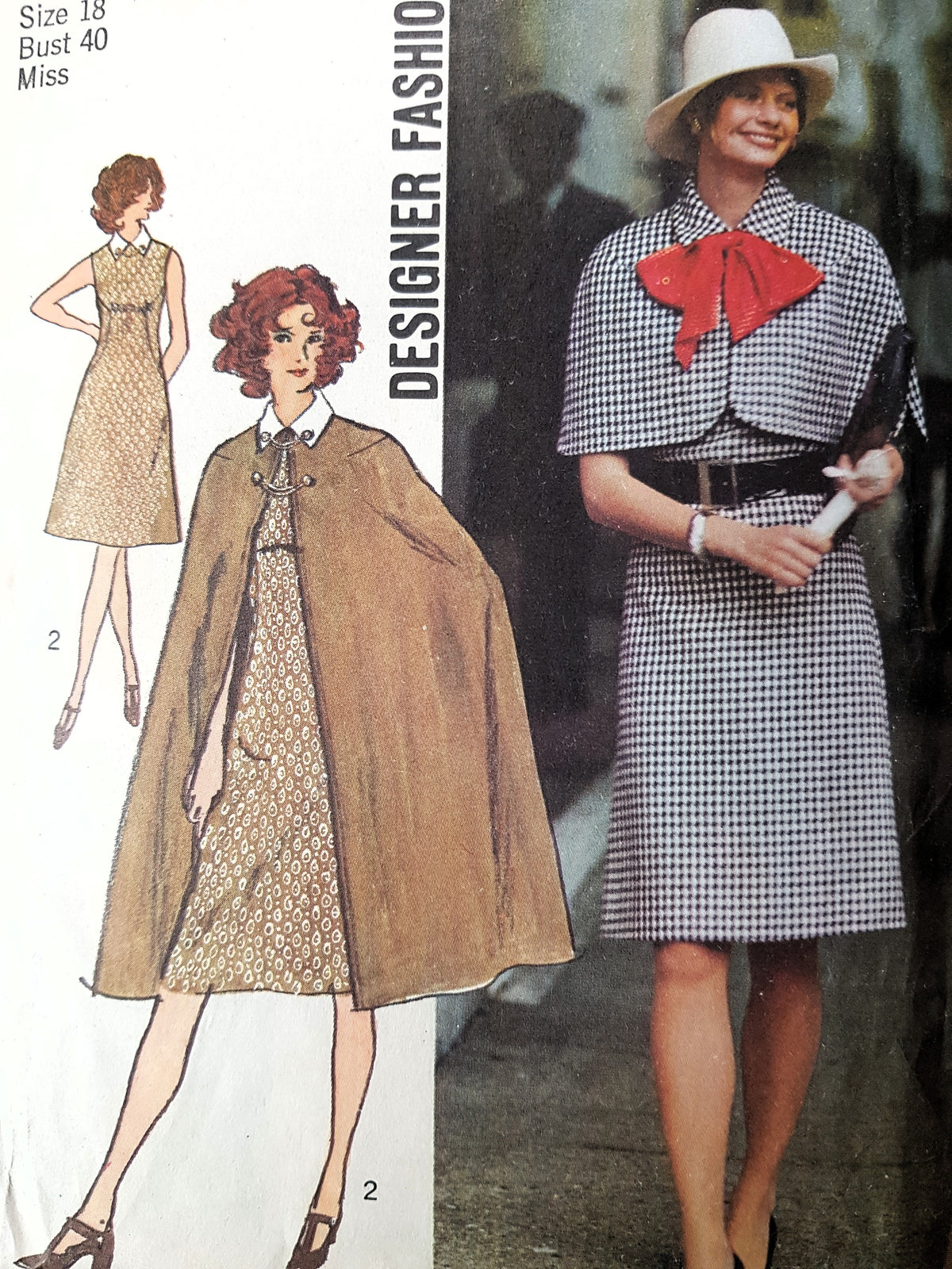 1970s FABULOUS Cape, Capelet and Dress Pattern SIMPLICITY 9870 Bust 40 Vintage Sewing Pattern