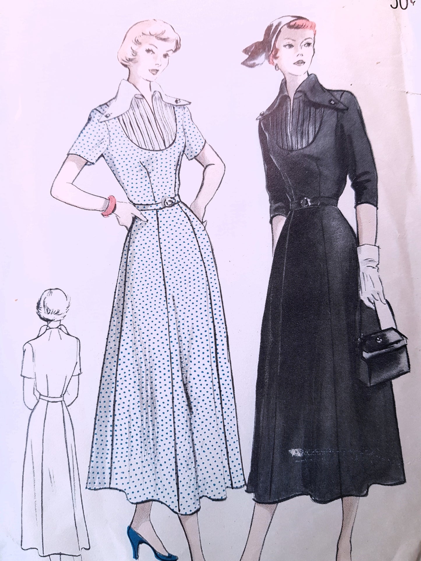 1950 STRIKING Dress Pattern BUTTERICK 5155 Beautiful Bodice, Unique Design, Bust 32 Vintage Sewing Pattern