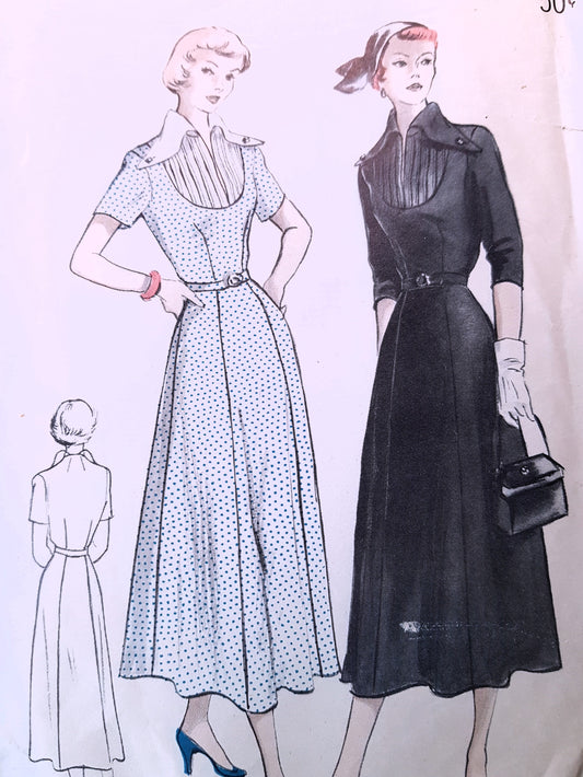 1950 STRIKING Dress Pattern BUTTERICK 5155 Beautiful Bodice, Unique Design, Bust 32 Vintage Sewing Pattern
