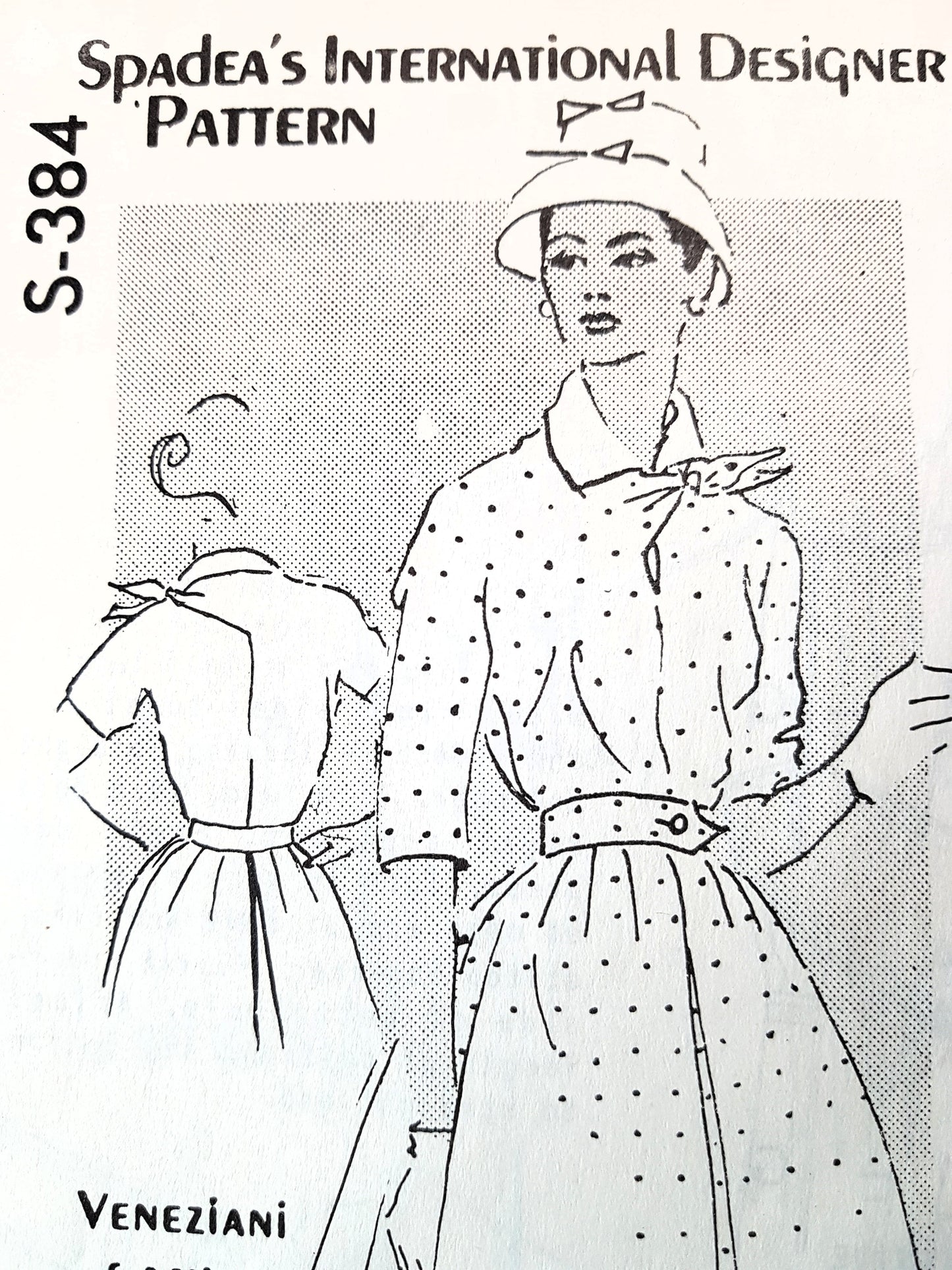 1950s STYLISH Designer Dress Pattern SPADEA 384 Veneziani of Milan Shirtdress, Bust 38 Vintage Sewing Pattern