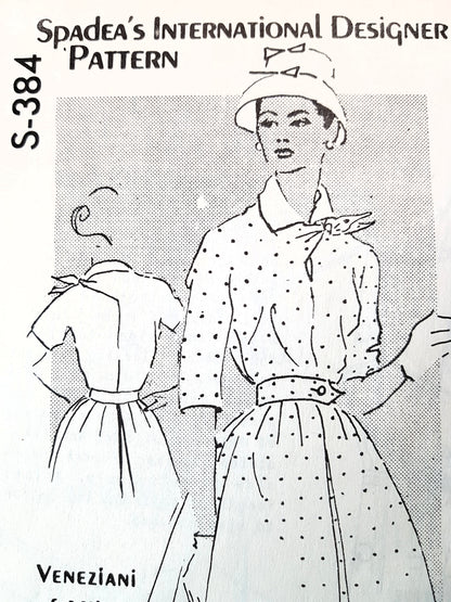 1950s STYLISH Designer Dress Pattern SPADEA 384 Veneziani of Milan Shirtdress, Bust 38 Vintage Sewing Pattern