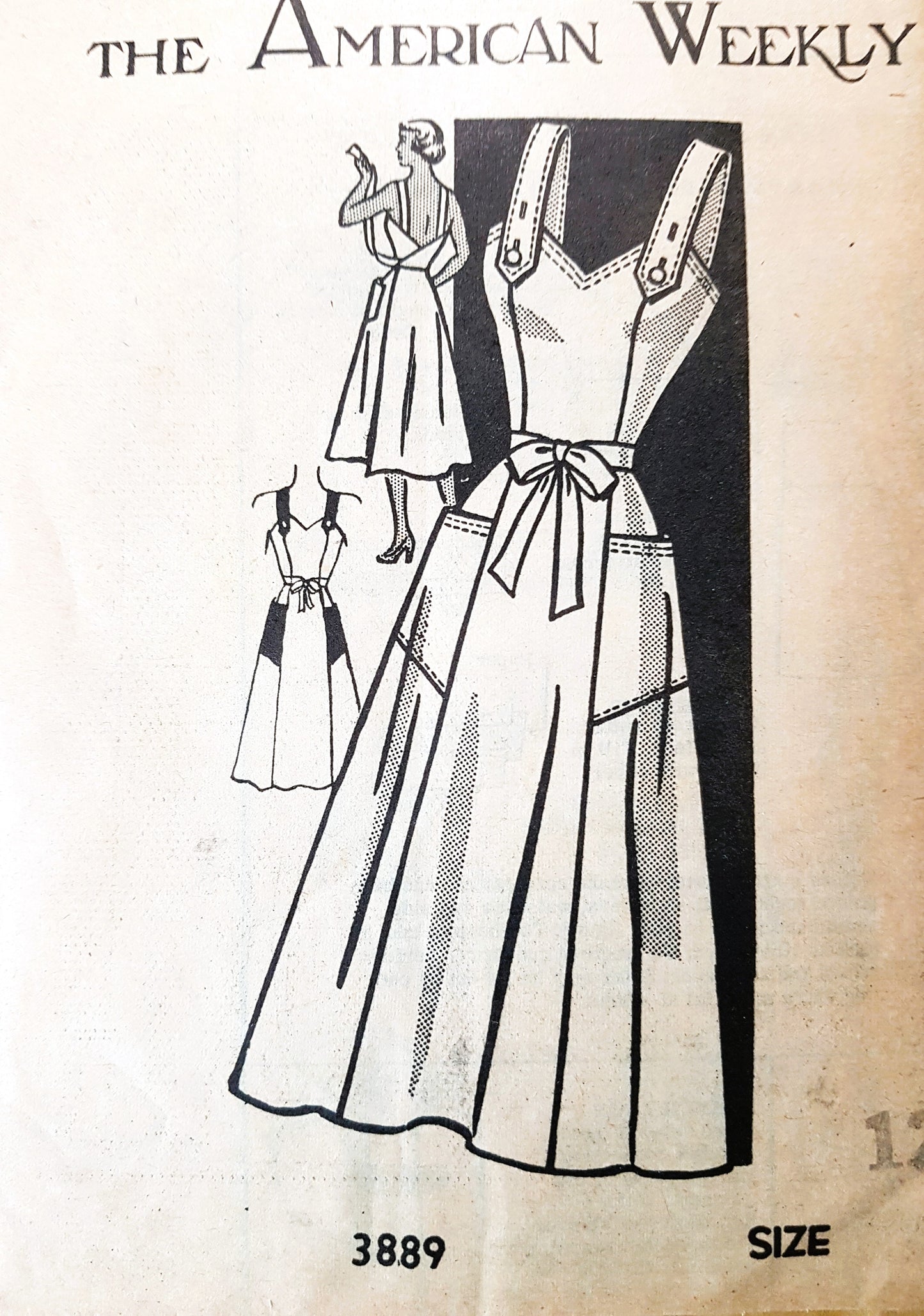 1950s BEAUTIFUL Wrap Sun Dress Pattern AMERICAN WEEKLY 3889 Flattering Design Bust 30 Vintage Sewing Pattern FF