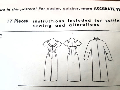 1950s ELEGANT Empire Waist Dress and Coat Pattern McCALLs 3975 Bust 36 Vintage Sewing Pattern