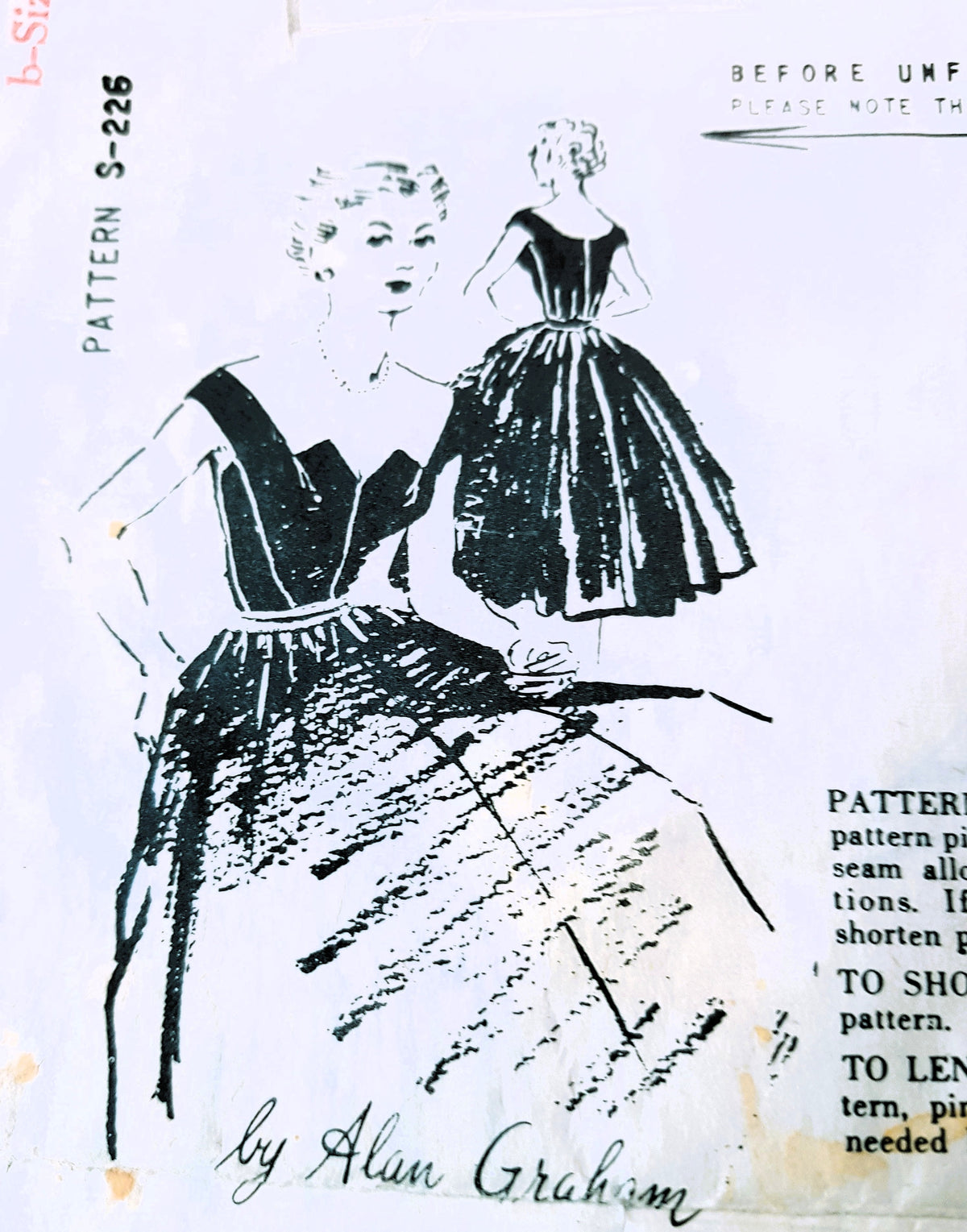 BEAUTIFUL 1950s Cocktail Evening Party Dress Pattern SPADEA S-226 Alan Graham Designer Bust 40 Vintage Sewing Pattern