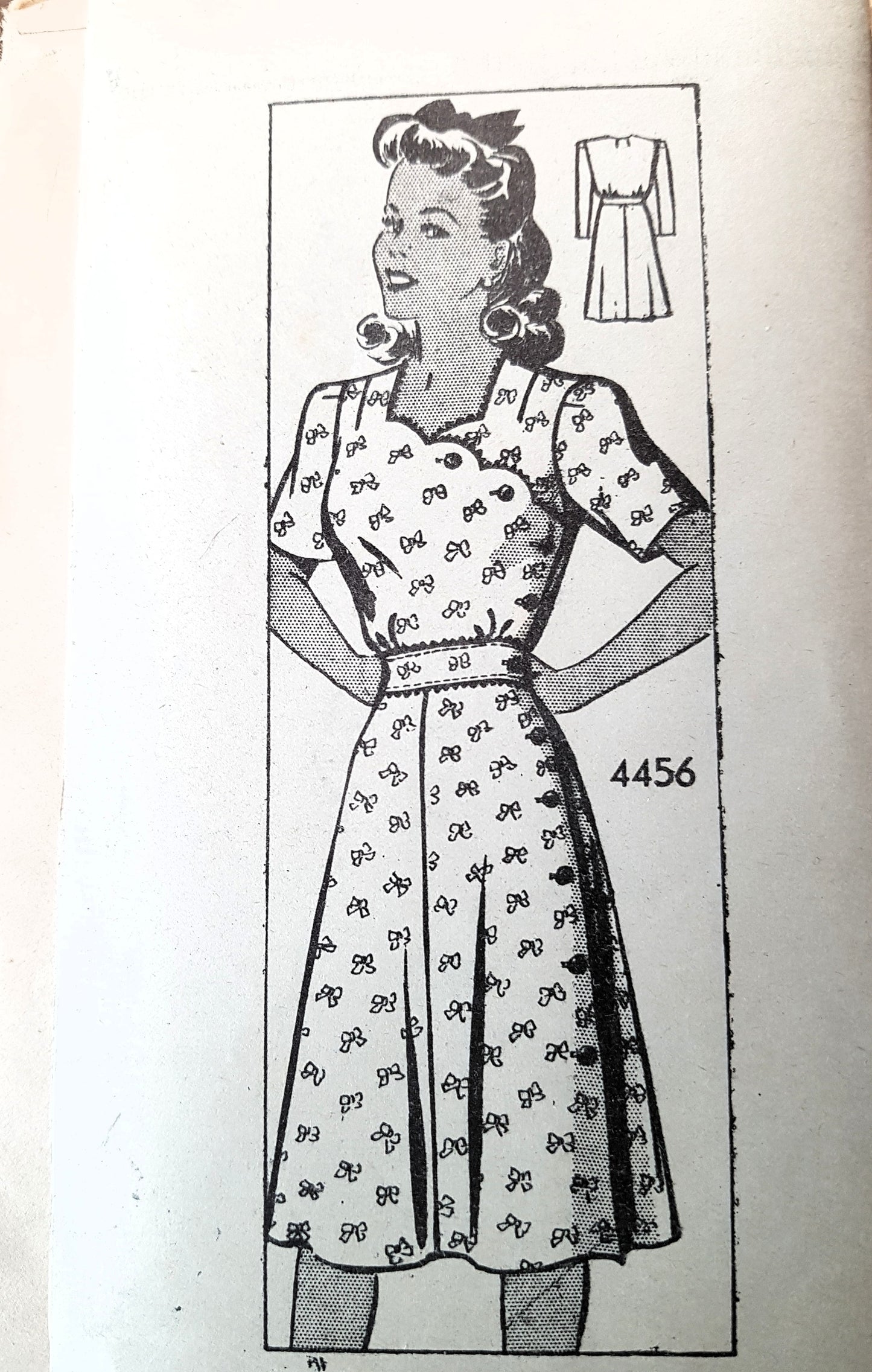 1940s CUTE Dress Pattern ANNE ADAMS 4456  Lovely Scalloped Surplice Bodice, Bust 36 Vintage Sewing Pattern FF