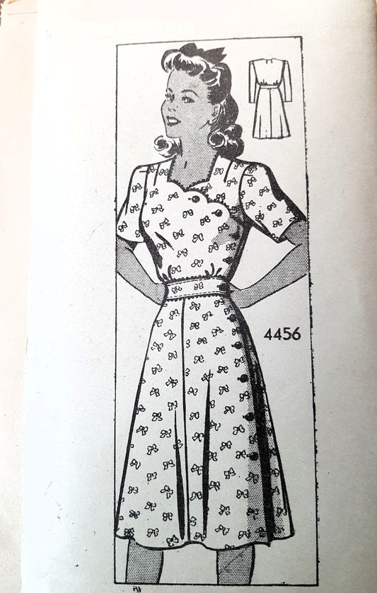 1940s CUTE Dress Pattern ANNE ADAMS 4456  Lovely Scalloped Surplice Bodice, Bust 36 Vintage Sewing Pattern FF