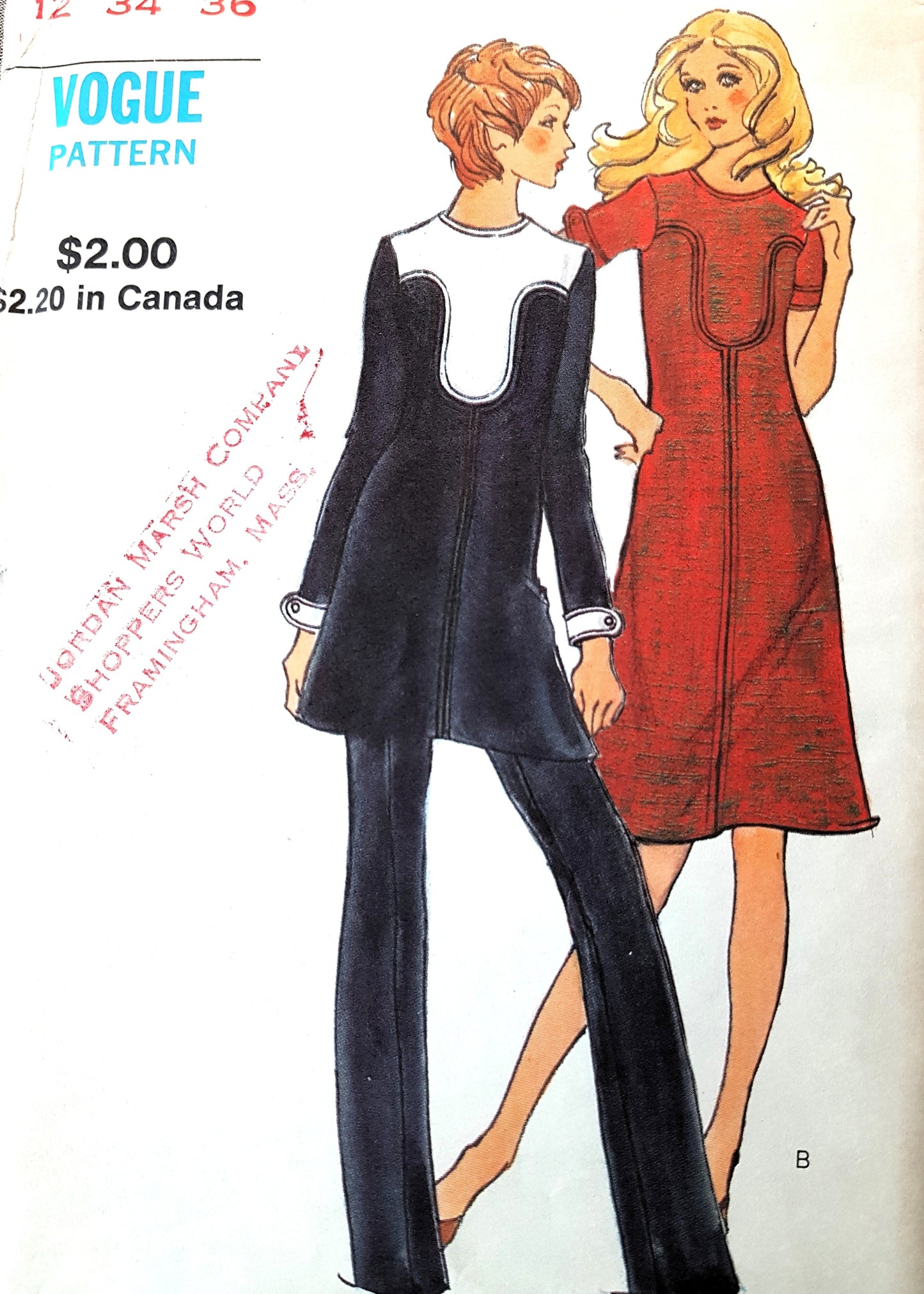 1970s FABULOUS Dress, Tunic and Pants Pattern VOGUE 8130 Great Design, Bust 34 Vintage Sewing Pattern FF