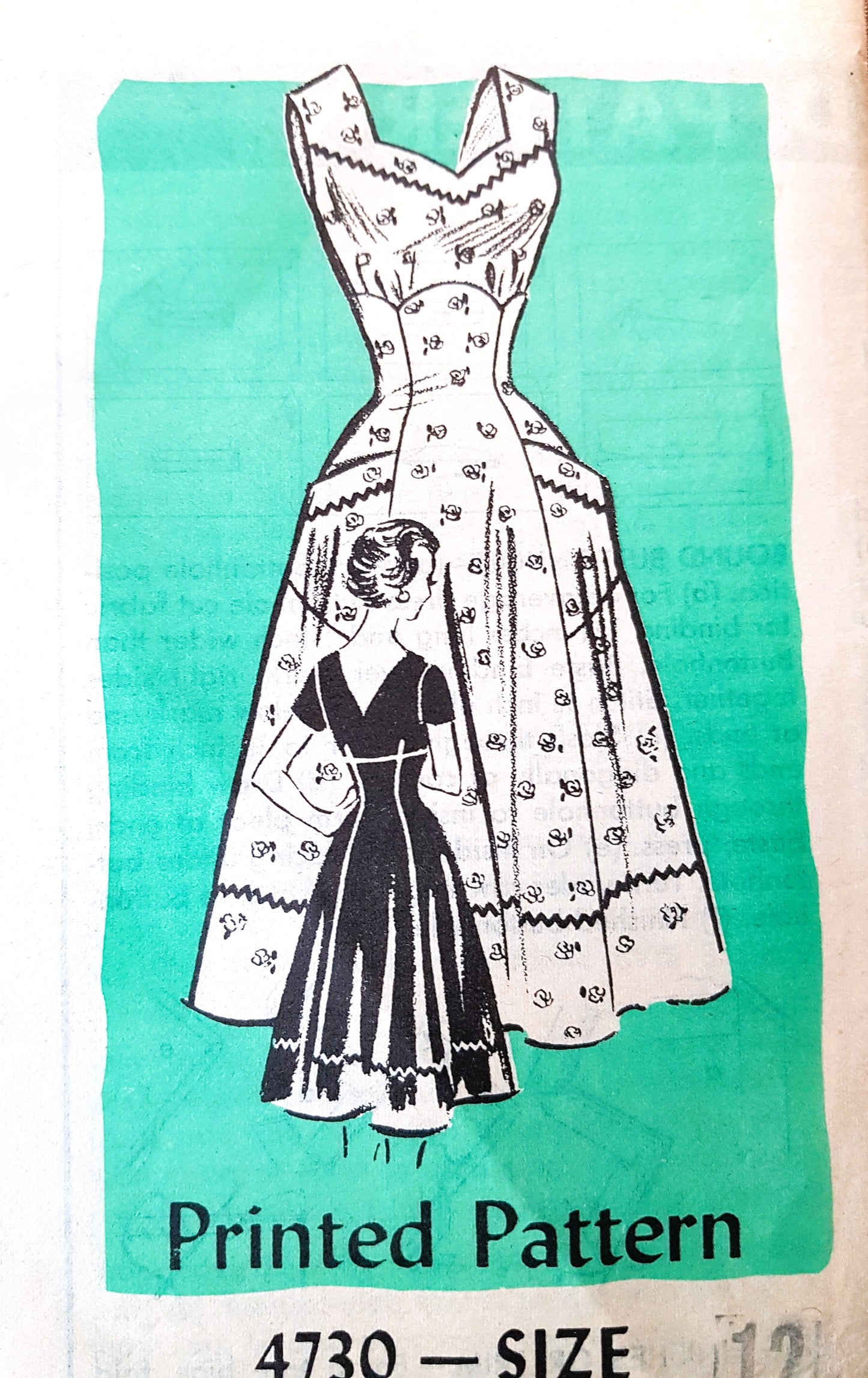 1950s PRETTY Dress Pattern MAIL ORDER 4730 Beautiful Design, Large Pockets, V Back, Bust 32 Vintage Sewing Pattern FF