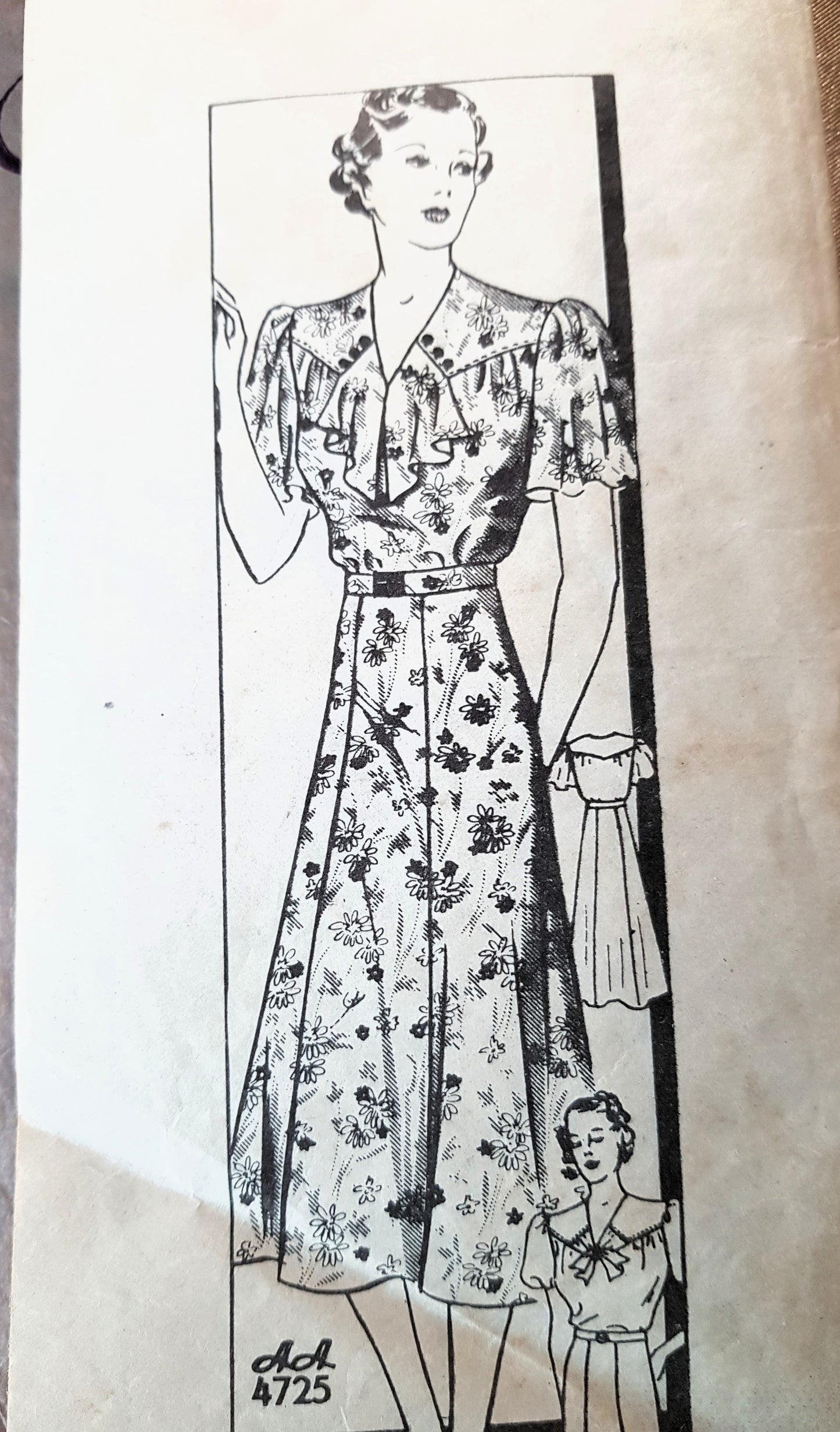 Late 1930s BEAUTIFUL Dress Pattern ANNE ADAMS 4725 Two Versions Bust 42 Vintage Sewing Pattern