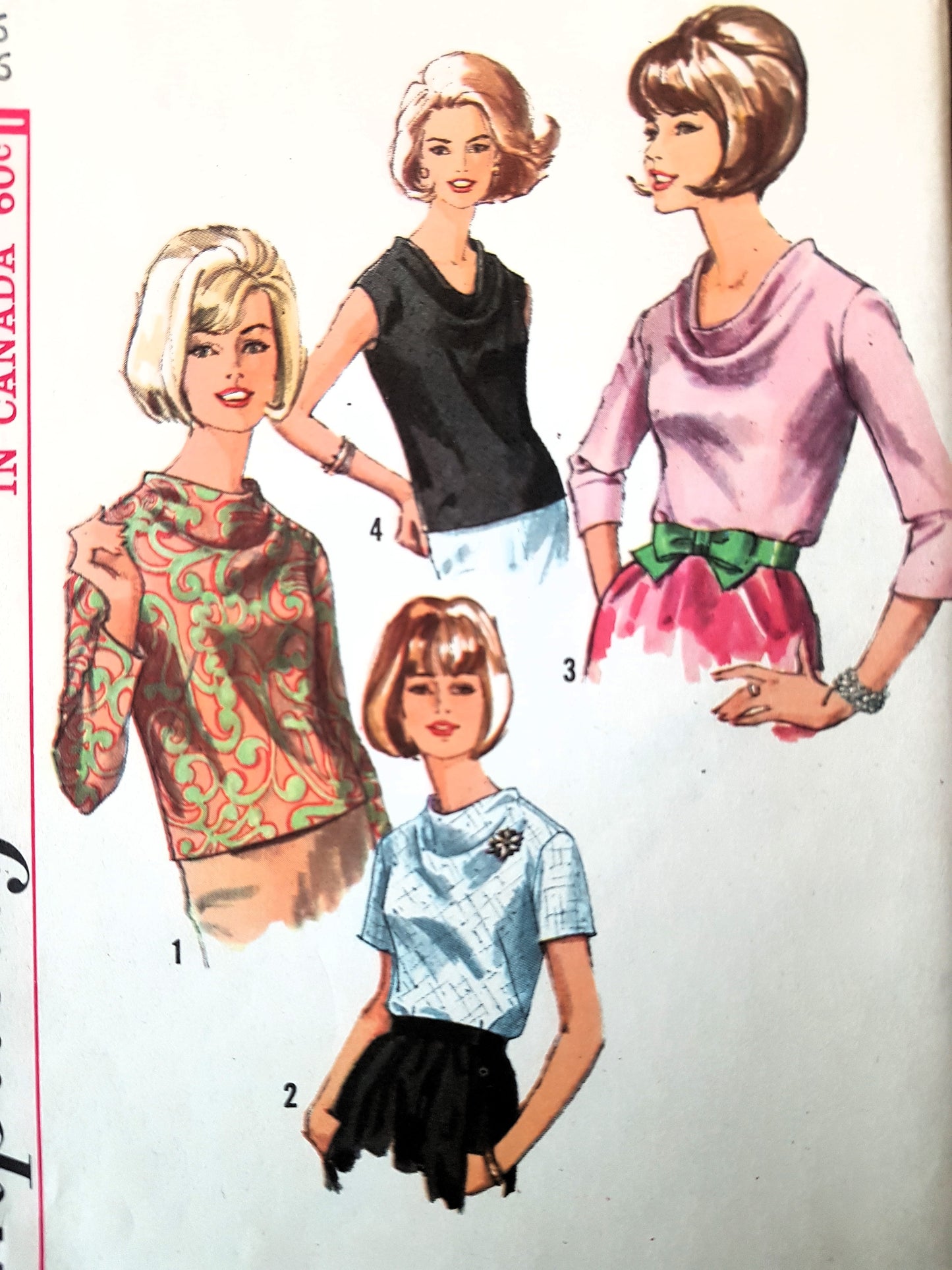 Early 1960s LOVELY Blouse Pattern SIMPLICITY 6239 Flattering Cowl Necklines Bust 36 Vintage Sewing Pattern FF