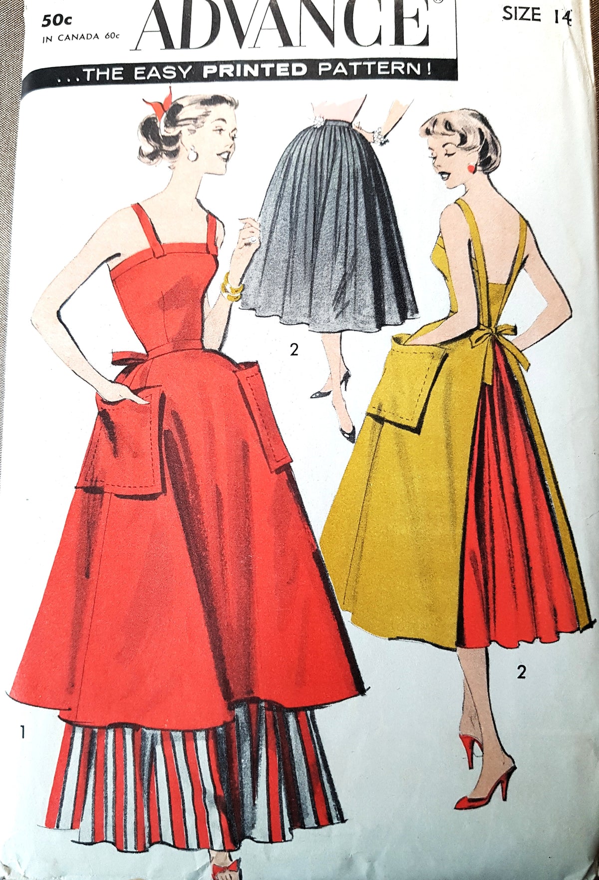 1950s LOVELY Full Hostess Apron and Full Skirt Pattern ADVANCE 8363 Bust 34 Vintage Sewing Pattern FF