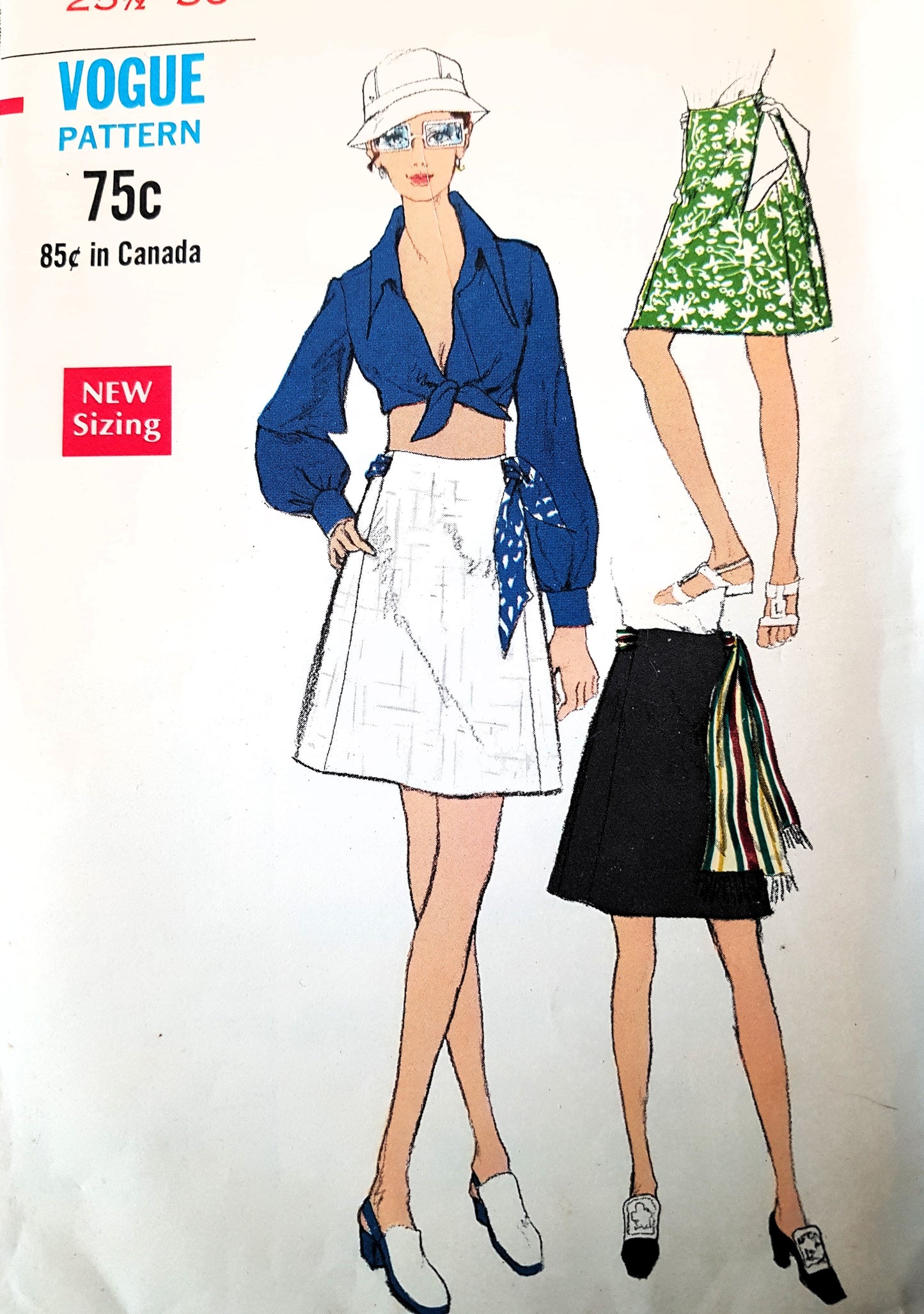 1960s CUTE A Line Skirt Pattern VOGUE 7585 Openings To Use Scarf As Belt, Waist 25-1/2 Vintage Sewing Pattern