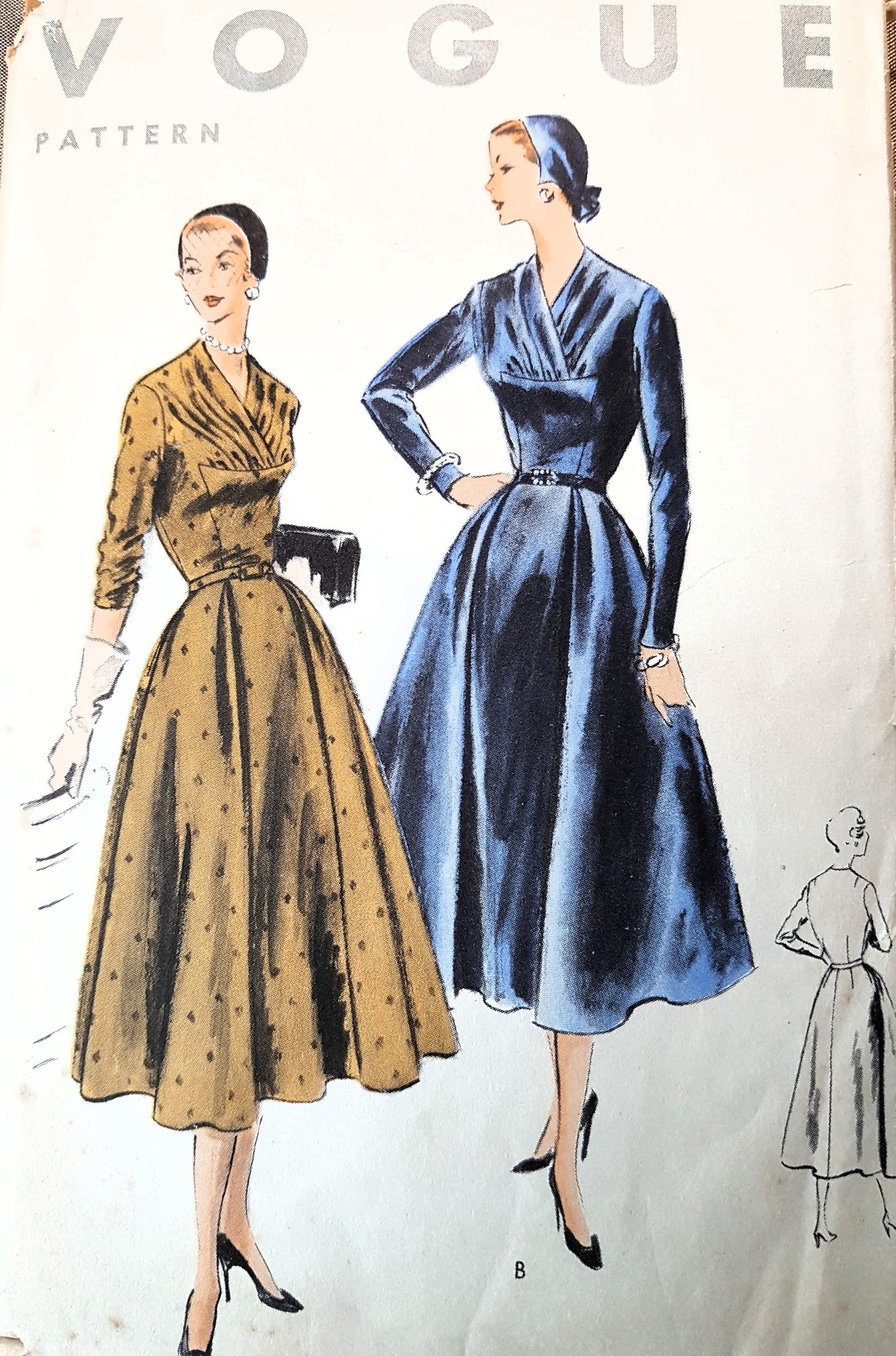 BEAUTIFUL 1950s Day or Cocktail Party Dress Pattern VOGUE 8120 Lovely Pleated Bodice Bust 32 Vintage Sewing Pattern FF