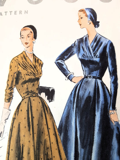 BEAUTIFUL 1950s Day or Cocktail Party Dress Pattern VOGUE 8120 Lovely Pleated Bodice Bust 32 Vintage Sewing Pattern FF
