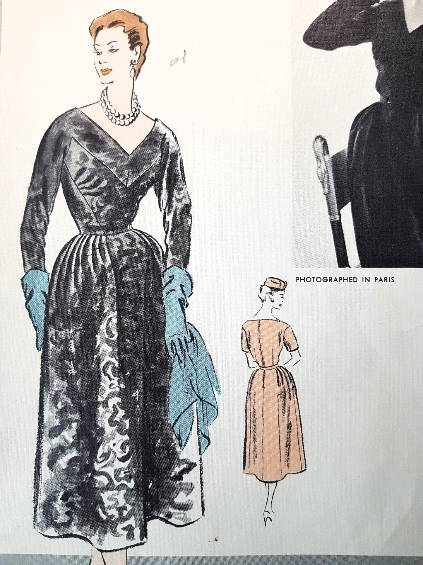 1950s RARE Jean Dessès Dress Pattern VOGUE Paris Original Model 1234, Stunning Couture Design, Bust 34, Vintage Sewing Pattern FACTORY FOLDED +Sew In Label