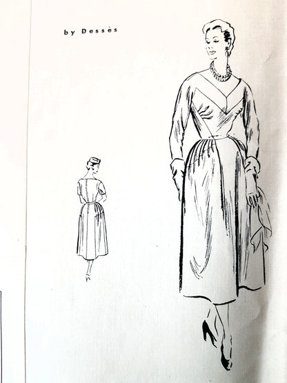 1950s RARE Jean Dessès Dress Pattern VOGUE Paris Original Model 1234, Stunning Couture Design, Bust 34, Vintage Sewing Pattern FACTORY FOLDED +Sew In Label