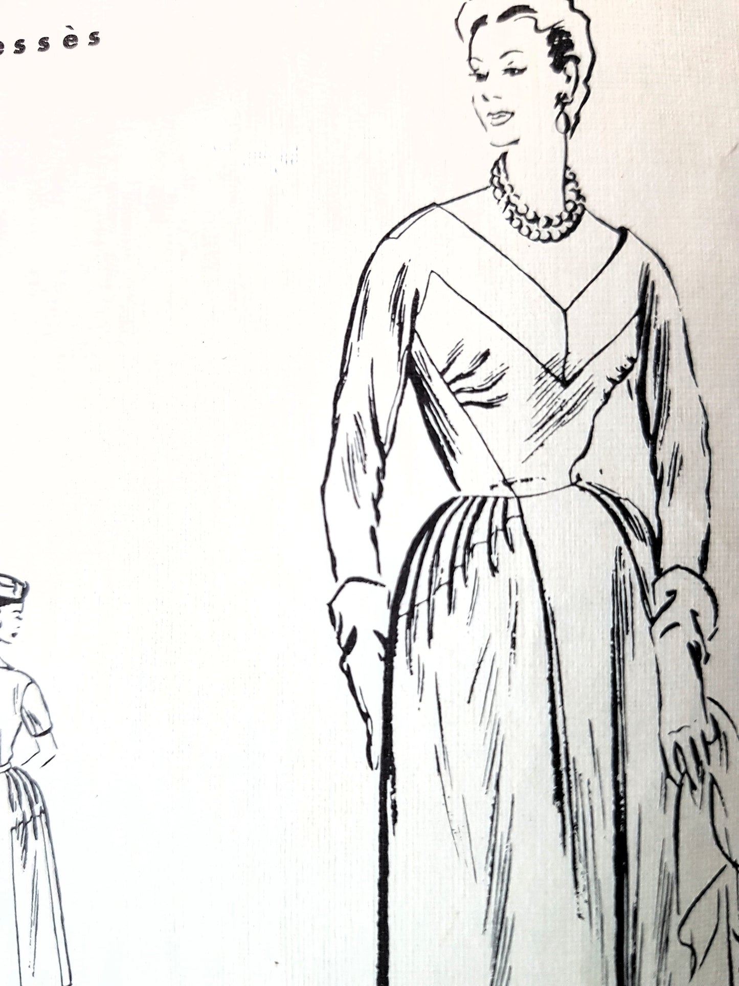 1950s RARE Jean Dessès Dress Pattern VOGUE Paris Original Model 1234, Stunning Couture Design, Bust 34, Vintage Sewing Pattern FACTORY FOLDED +Sew In Label