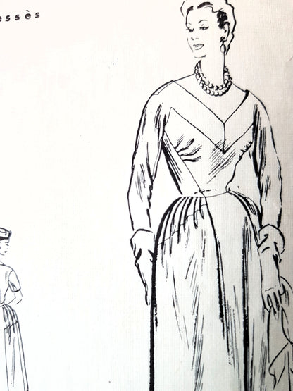1950s RARE Jean Dessès Dress Pattern VOGUE Paris Original Model 1234, Stunning Couture Design, Bust 34, Vintage Sewing Pattern FACTORY FOLDED +Sew In Label