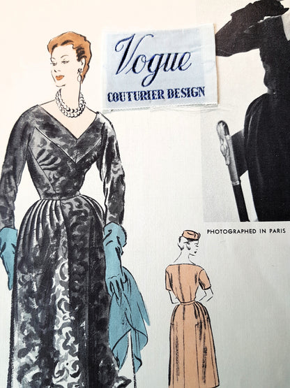 1950s RARE Jean Dessès Dress Pattern VOGUE Paris Original Model 1234, Stunning Couture Design, Bust 34, Vintage Sewing Pattern FACTORY FOLDED +Sew In Label