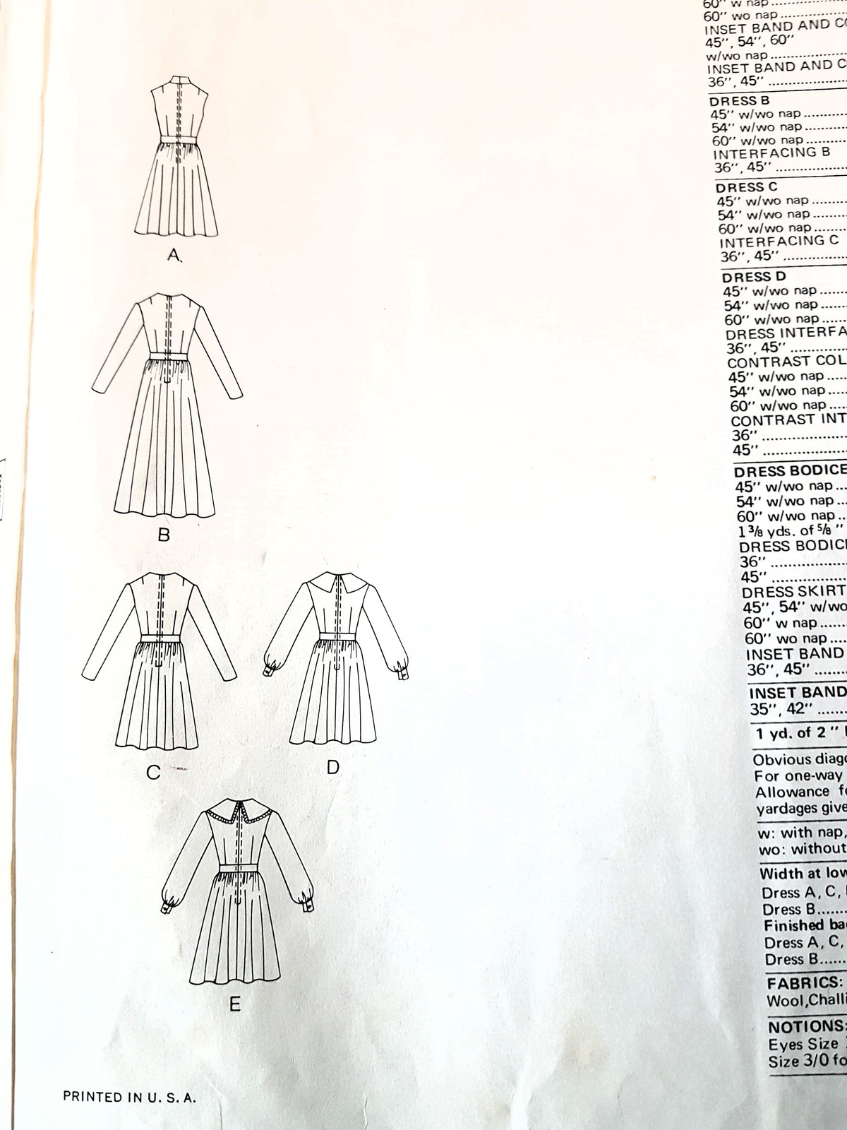 LOVELY Early 1970s Basic Dress Pattern VOGUE 2659 Two Lengths ,5 Versions, Bust 34 Vintage Sewing Pattern FF