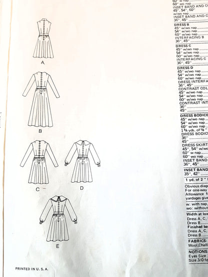 LOVELY Early 1970s Basic Dress Pattern VOGUE 2659 Two Lengths ,5 Versions, Bust 34 Vintage Sewing Pattern FF