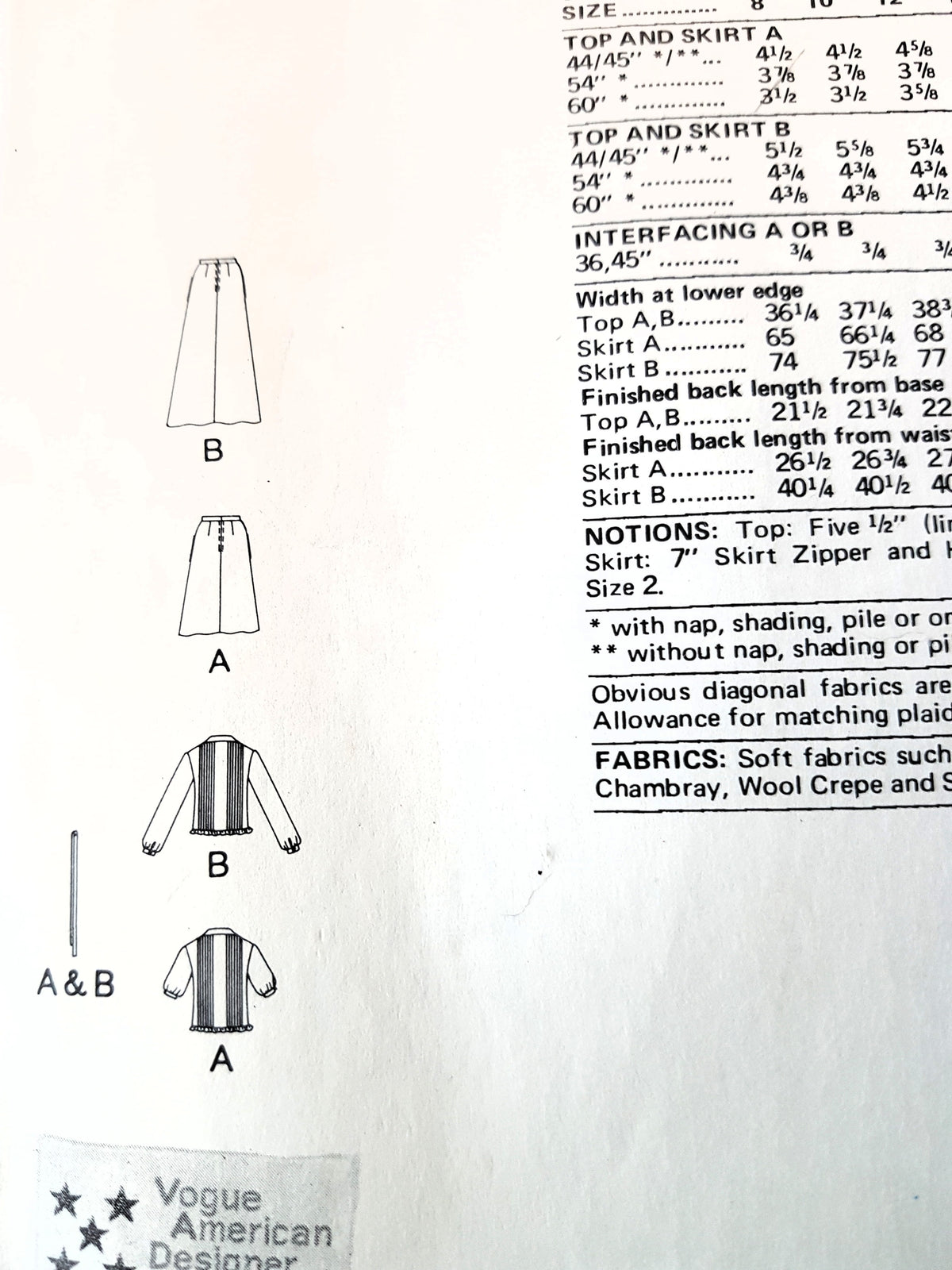 Late 1970s ALBERT NIPON 2 Pc Dress Pattern VOGUE American Designer 1745 Day or Evening Lengths Bust 34 Vintage Sewing Pattern