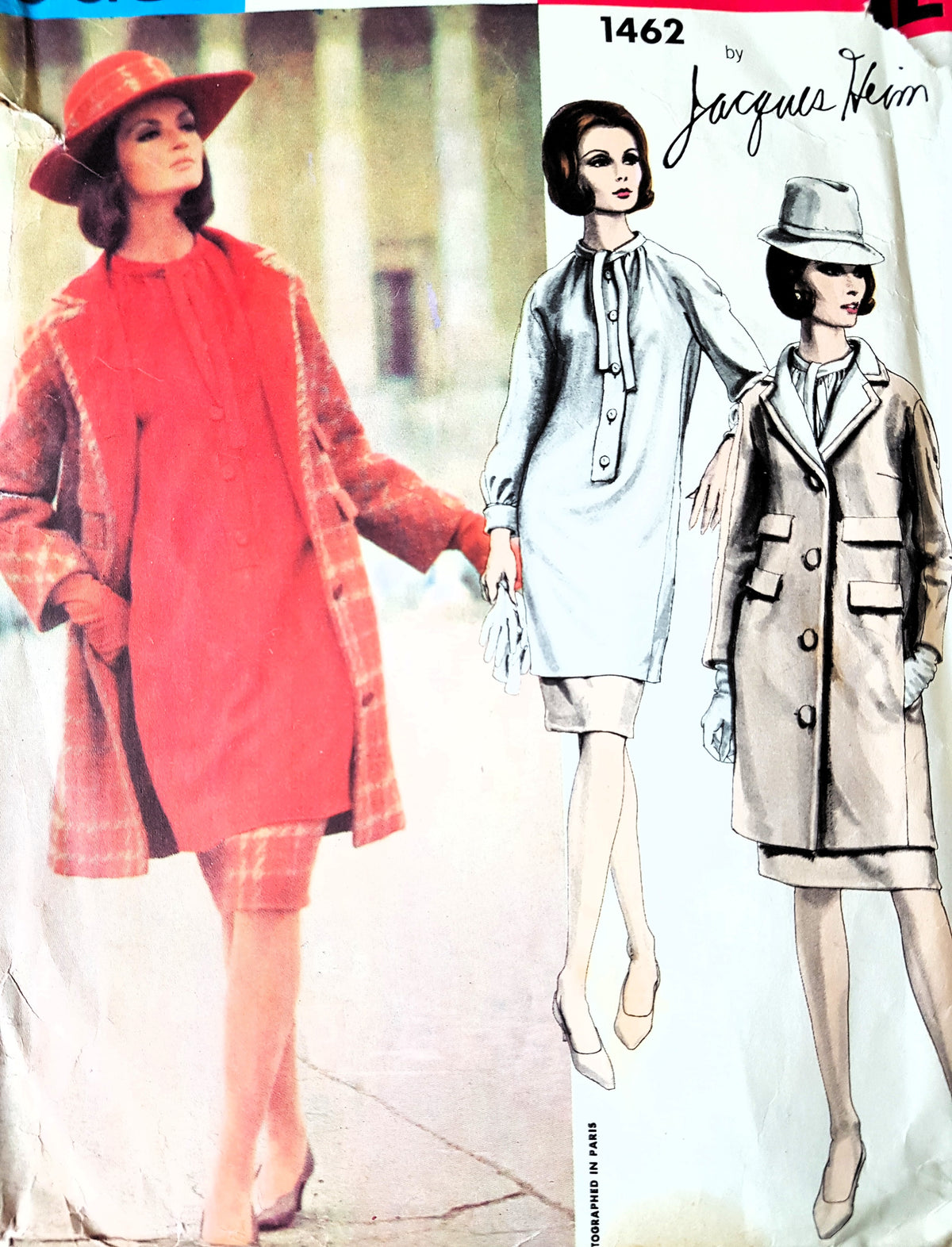 STYLISH 1960s Tunic Dress and Coat VOGUE Paris Original 1462 by JACQUES HEIM Bust 34 Vintage Sewing Pattern