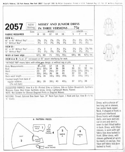 1960s CUTE Dress Pattern McCalls 2057 Vintage Sewing Pattern Kawaii Fit and Flare Dress V Neckline Bust 38 Easy Quickie Sewing Pattern FACTORY FOLDED