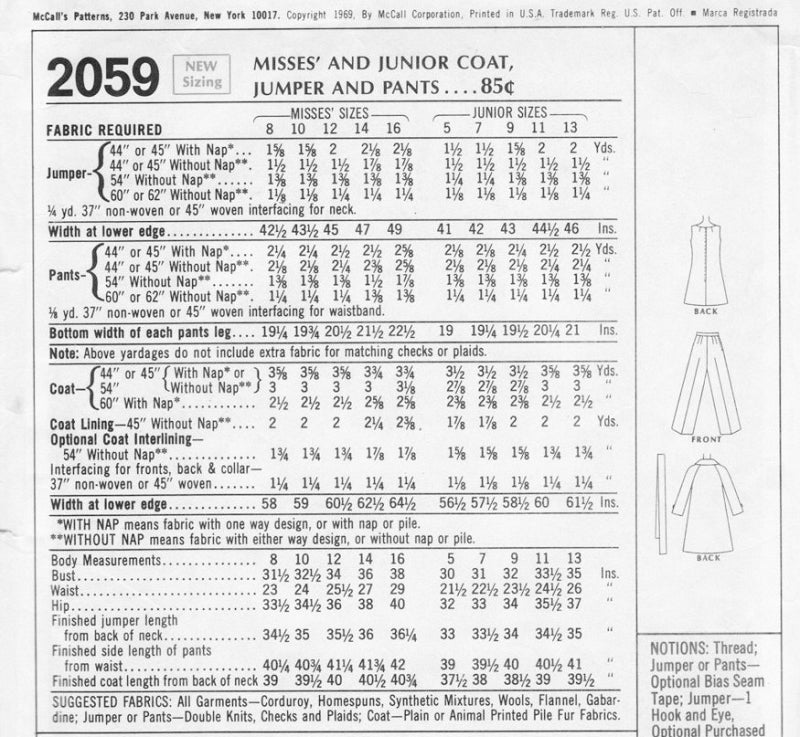 MOD 60s McCalls 2059 Vintage Sewing Pattern 60s Wardrobe Wrap Coat Trench, Jumper Tunic or Mini Dress, Pants Perfect Travel Wardrobe UNCUT Bust 31