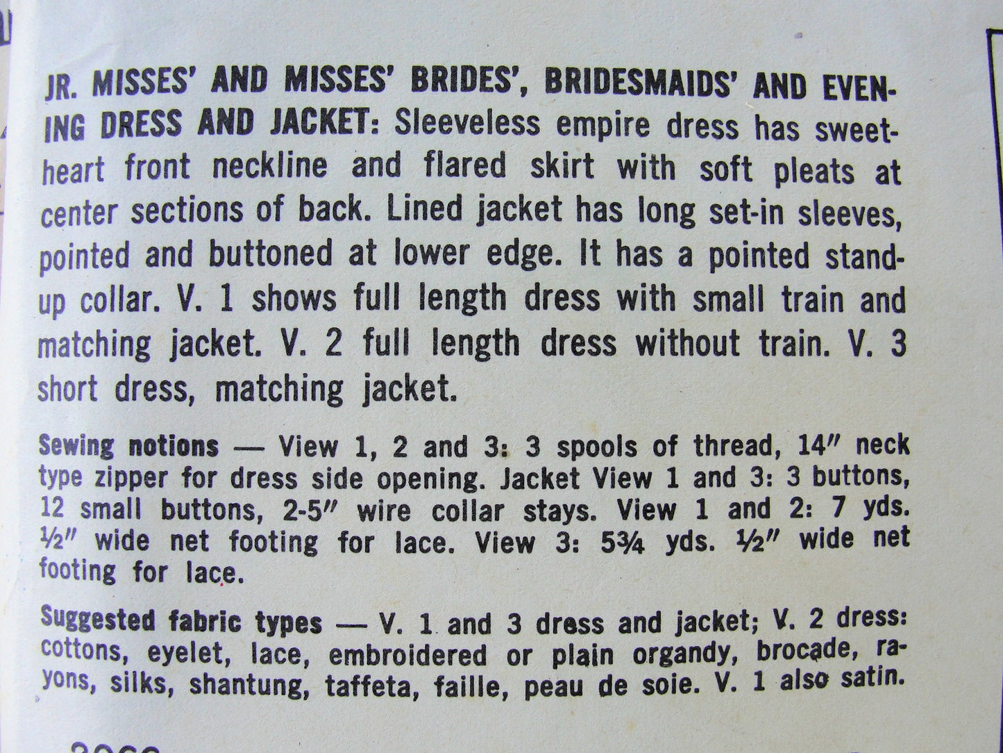 1950s GORGEOUS Empire Sweetheart Neckline Wedding Dress Bridal Gown and Spencer Jacket Pattern SIMPLICITY 2066 Breath Taking Princess Design, Graceful Back Pleated, Striking Wing Collar Jacket Bust 32 Vintage Sewing Pattern