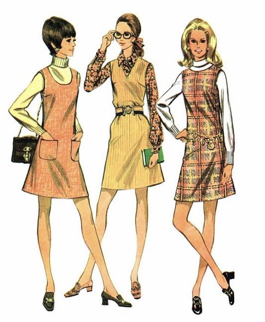 McCalls 2070 RETRO 1960s Mod Jumper Pattern Three Necklines Bust 32 Vintage Sewing Pattern