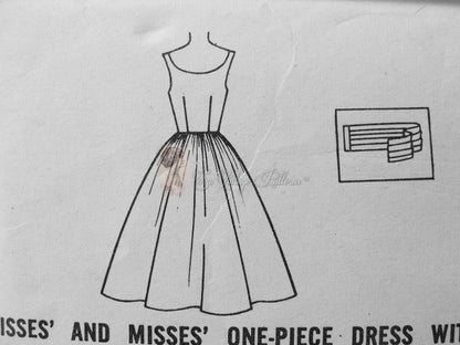 1950s BEAUTIFUL Party Evening Cocktail Dress Pattern Simplicity 2089 Full Rockabilly Skirt and Cummerbund 3 Lovely Necklines Bust 34 Simple To Make Vintage Sewing Pattern FF